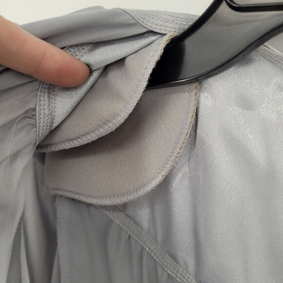 In the Mood womens 8 Vintage gray long sleeve pleated skirt dress chiffon trim - Picture 6 of 9